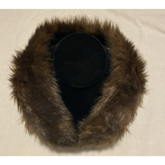 Vtg Detachable Faux Fur Collar Brown Fur Neck Warmer Scarf Wrap Hood Trim 24.5" - Picture 2 of 8